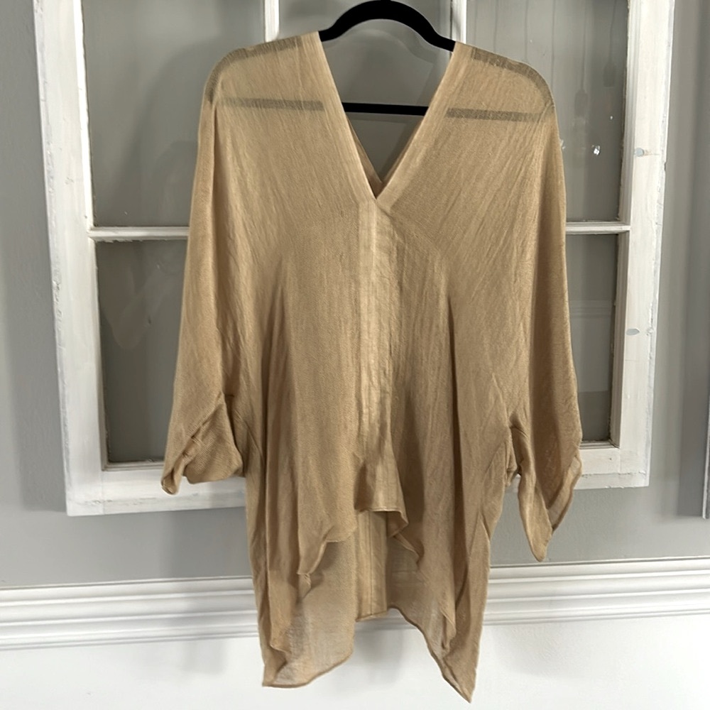 Love Quotes One Size Tunic, Blouse, Cover-Up;  Linen Blend "Safari, Tan, Sand" - Picture 2 of 11